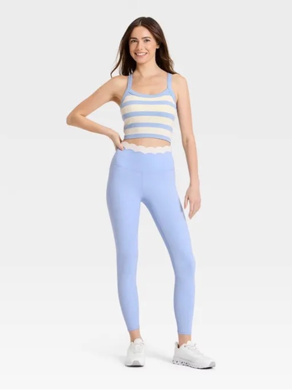 JoyLab Women's Seamless Cropped Support Tank Top, S - Periwinkle Stripe XXS NWT - Picture 2 of 7